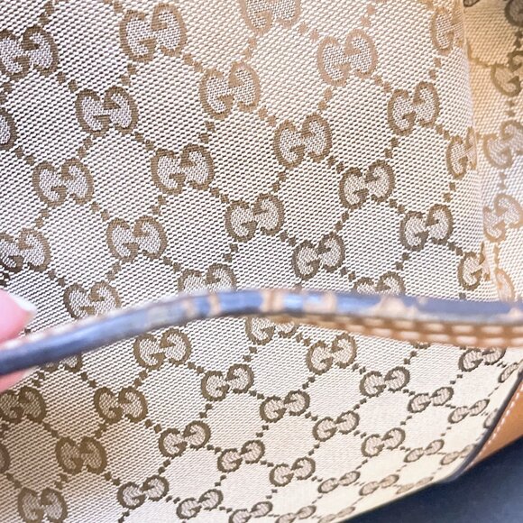 Gucci GG Canvas & Leather Hobo Bag Beige/Brown M - Picture 12 of 14